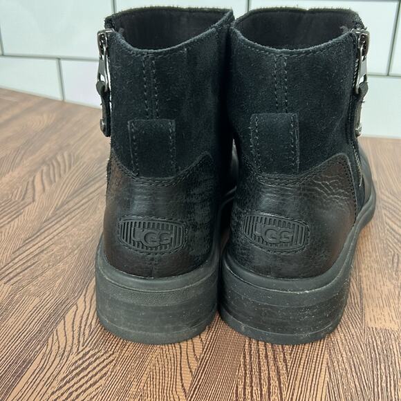 Ugg Boots Booties Harrison Zip Women’s Size 8.5 Leather + Suede 1121754 - Picture 4 of 7